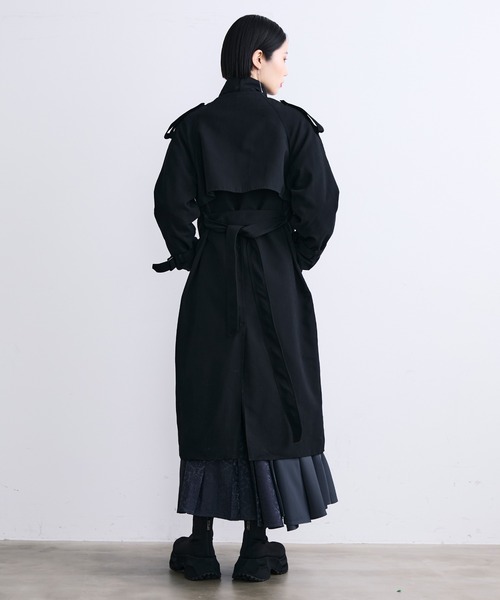 MONOe（モノエ）の「ベルト付き ロング トレンチコート レディース アウター きれいめ 通勤 オフィス（トレンチコート・レディース・グレー/ブラック/ベージュ・FREE）」の21枚目の写真