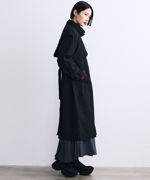MONOe（モノエ）の「ベルト付き ロング トレンチコート レディース アウター きれいめ 通勤 オフィス（トレンチコート・レディース・グレー/ブラック/ベージュ・FREE）」の22枚目の写真