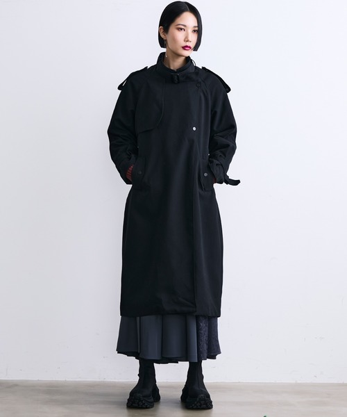 MONOe（モノエ）の「ベルト付き ロング トレンチコート レディース アウター きれいめ 通勤 オフィス（トレンチコート・レディース・グレー/ブラック/ベージュ・FREE）」の18枚目の写真