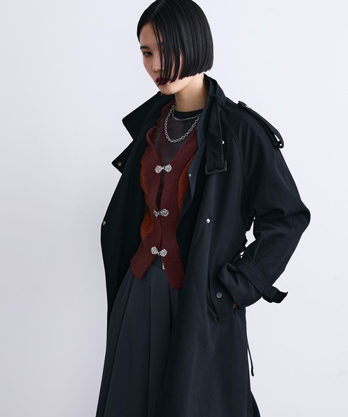 MONOe（モノエ）の「ベルト付き ロング トレンチコート レディース アウター きれいめ 通勤 オフィス（トレンチコート・レディース・グレー/ブラック/ベージュ・FREE）」の13枚目の写真