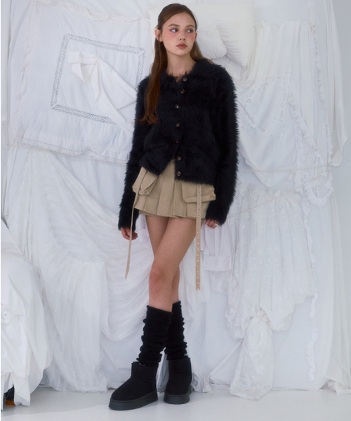 ROSEFRANTZ（ロゼフランツ）の「Fur Collar Button Cardigan [Black]（カーディガン/ボレロ・レディース・ブラック・FREE）」の4枚目の写真