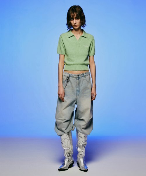 INSILENCE WOMEN(インサイレンスウーマン)の「オープンカラー ハーフニット GREEN(ニット/セーター・レディース・その他・MEDIUM/SMALL)」の1枚目の写真