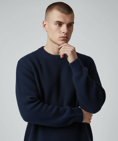 BORN SLIPPY(ボーンスリッピー)の「Soft Hachi Cushion Round Knit (Navy)(ニット/セーター・メンズ・その他・FREE)」の2枚目の写真