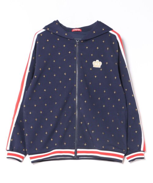 BABYDOLL(ベビードール)の「親子お揃い スパークルラインジップパーカー 1186A (ボトムス別売)(パーカー・レディース・オフホワイト/ネイビー/グリーン・ユニセックスM/ユニセックスL/ユニセックスXL/ユニセックスS)」の3枚目の写真