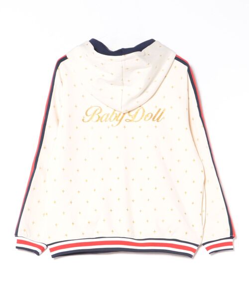 BABYDOLL(ベビードール)の「親子お揃い スパークルラインジップパーカー 1186A (ボトムス別売)(パーカー・レディース・オフホワイト/ネイビー/グリーン・ユニセックスM/ユニセックスL/ユニセックスXL/ユニセックスS)」の4枚目の写真