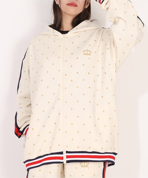 BABYDOLL(ベビードール)の「親子お揃い スパークルラインジップパーカー 1186A (ボトムス別売)(パーカー・レディース・オフホワイト/ネイビー/グリーン・ユニセックスM/ユニセックスL/ユニセックスXL/ユニセックスS)」の2枚目の写真
