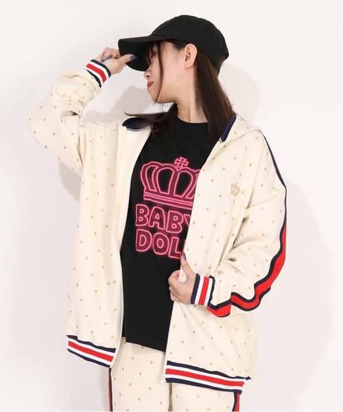 BABYDOLL(ベビードール)の「親子お揃い スパークルラインジップパーカー 1186A (ボトムス別売)(パーカー・レディース・オフホワイト/ネイビー/グリーン・ユニセックスM/ユニセックスL/ユニセックスXL/ユニセックスS)」の11枚目の写真