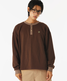 OVERSIZED HENLEY NECK SWEATSHIRTS (BROWN)