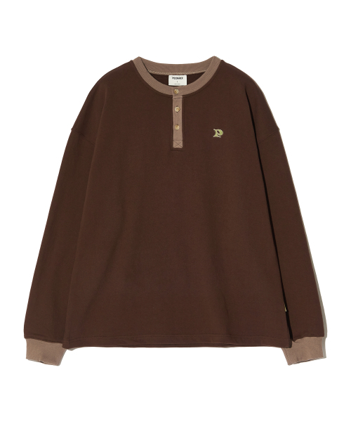 PIECEMAKER(ピースメーカー)の「OVERSIZED HENLEY NECK SWEATSHIRTS (BROWN)(スウェット・レディース・その他・MEDIUM/LARGE)」の3枚目の写真