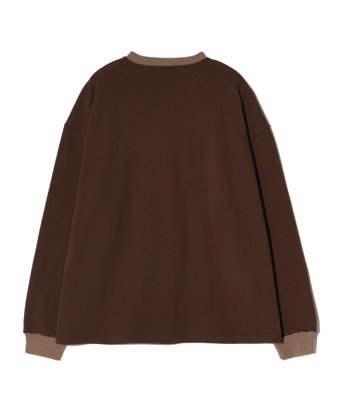 PIECEMAKER(ピースメーカー)の「OVERSIZED HENLEY NECK SWEATSHIRTS (BROWN)(スウェット・レディース・その他・MEDIUM/LARGE)」の4枚目の写真
