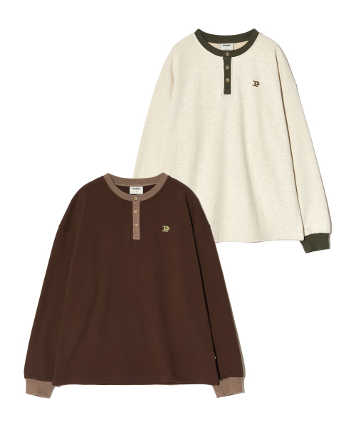PIECEMAKER(ピースメーカー)の「OVERSIZED HENLEY NECK SWEATSHIRTS (BROWN)(スウェット・レディース・その他・MEDIUM/LARGE)」の8枚目の写真