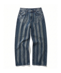 Stripe Bleach Wide Jeans DCPT049BlueB