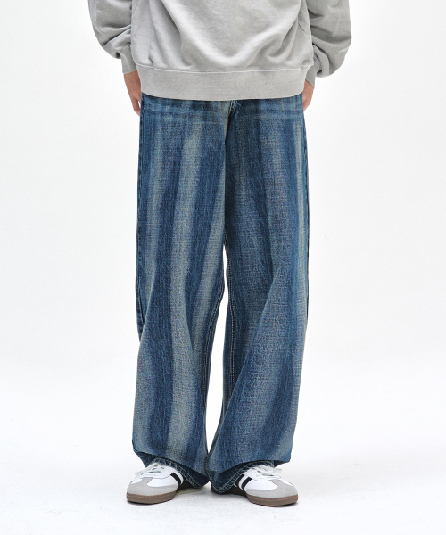 DECET(デケト)の「Stripe Bleach Wide Jeans DCPT049BlueB(デニムパンツ・レディース・その他・26/28/30/32/34)」の9枚目の写真