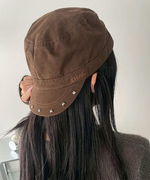 WEGO（ウィゴー）の「WEGO/スタッズワークキャップ（キャップ・レディース・カーキ/ブラック/ブラウン・FREE）」の2枚目の写真