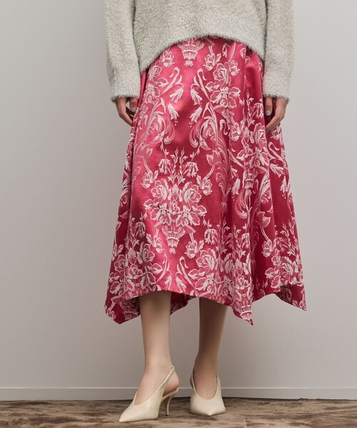 GRACE CONTINENTAL（グレースコンチネンタル）の「オーナメントジャガードハンカチヘムスカート（スカート・レディース・ラベンダー/ピンク/ブラック・36/38）」の17枚目の写真