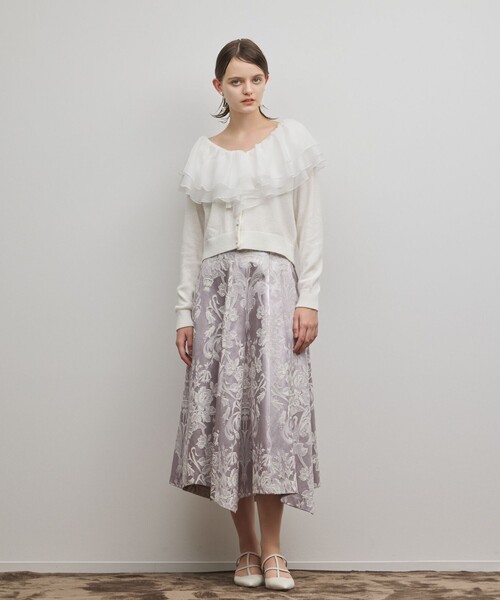 GRACE CONTINENTAL（グレースコンチネンタル）の「オーナメントジャガードハンカチヘムスカート（スカート・レディース・ラベンダー/ピンク/ブラック・36/38）」の7枚目の写真