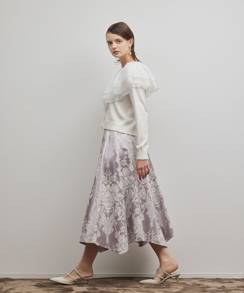 GRACE CONTINENTAL（グレースコンチネンタル）の「オーナメントジャガードハンカチヘムスカート（スカート・レディース・ラベンダー/ピンク/ブラック・36/38）」の8枚目の写真