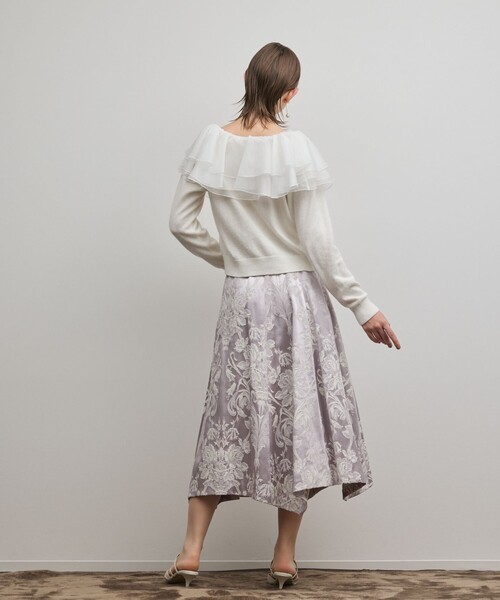 GRACE CONTINENTAL（グレースコンチネンタル）の「オーナメントジャガードハンカチヘムスカート（スカート・レディース・ラベンダー/ピンク/ブラック・36/38）」の9枚目の写真