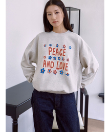 WAVE UNION（ウェーブユニオン）の「Peace and love Sweatshirt heather oatmeal（スウェット）」