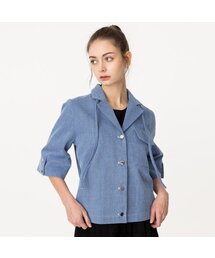 WunderGeist（ワンダーガイスト）の「オープンカラー半袖ストリングデニムジャケットライトブルー（デニムジャケット）」