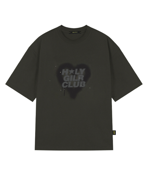 HOLY NUMBER 7（ホーリーナンバーセブン）の「オーバーサイズヒップホップダンススタジオハートグラフィック半袖Tシャツ_カーキ（Tシャツ/カットソー・レディース・カーキ・FREE）」の2枚目の写真