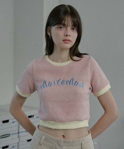 MOIREMOA(モアレモア)の「soft candy crop top - pink(Tシャツ/カットソー・レディース・ピンク・FREE)」の2枚目の写真