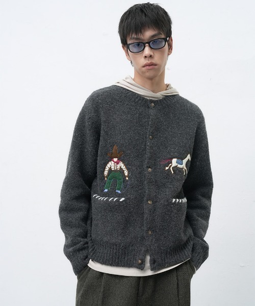 GENERAL IDEA（ジェネラルアイデア）の「【GENERAL IDEA】カウボーイクルーネックカーディガン / COWBOY CREW NECK CARDIGAN（カーディガン/ボレロ・レディース・ブラウン/ライム/ネイビー/チャコール・S/M/L）」の11枚目の写真