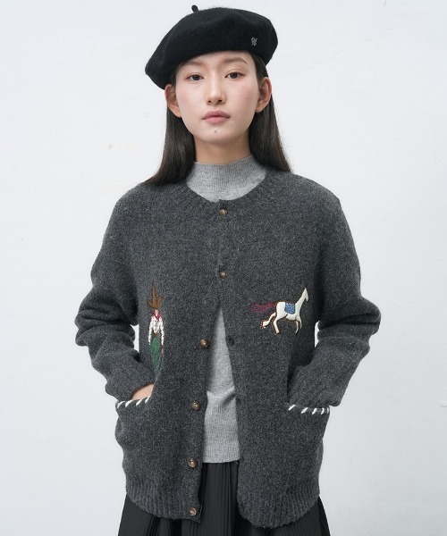 GENERAL IDEA（ジェネラルアイデア）の「【GENERAL IDEA】カウボーイクルーネックカーディガン / COWBOY CREW NECK CARDIGAN（カーディガン/ボレロ・レディース・ブラウン/ライム/ネイビー/チャコール・S/M/L）」の5枚目の写真