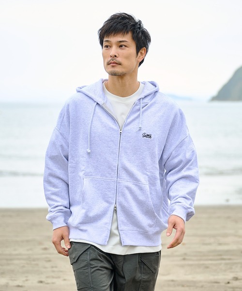 Sunny Smith(サニースミス)の「10.0オンス ヤシの木両面刺繍 オーバーサイズ ZIP-UP フーディ(パーカー・メンズ・ネイビー/アッシュグレー/ブラック・MEDIUM/LARGE)」の3枚目の写真