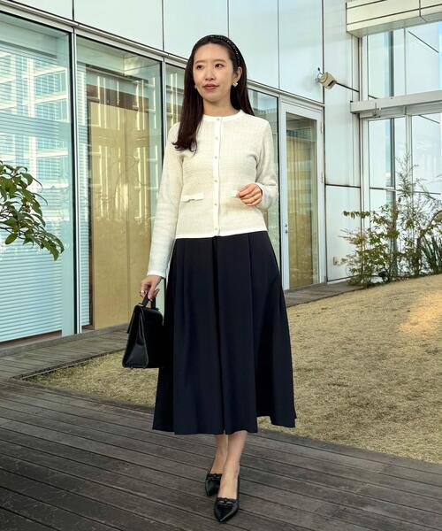 couture brooch(クチュールブローチ)の「【ハレの日・通勤】ラメツイード ニットカーディガン(カーディガン/ボレロ・レディース・サックスブルー系3/ブラック系3/アイボリー系3・38/42/36/40)」の8枚目の写真