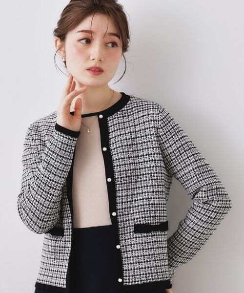couture brooch(クチュールブローチ)の「【ハレの日・通勤】ラメツイード ニットカーディガン(カーディガン/ボレロ・レディース・サックスブルー系3/ブラック系3/アイボリー系3・38/42/36/40)」の15枚目の写真