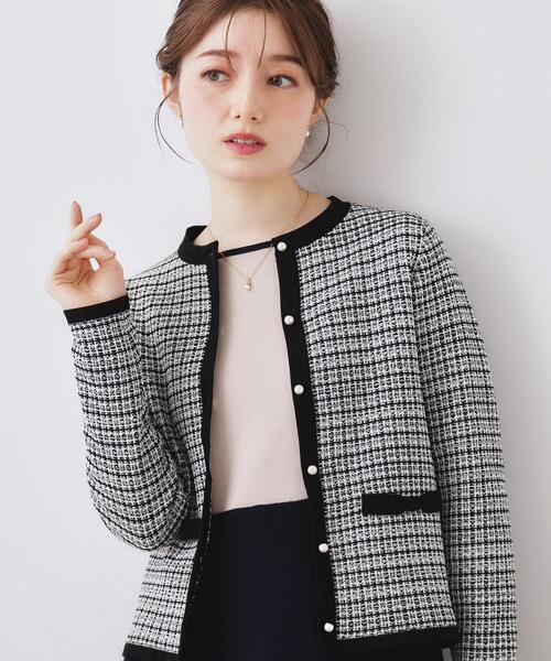 couture brooch(クチュールブローチ)の「【ハレの日・通勤】ラメツイード ニットカーディガン(カーディガン/ボレロ・レディース・サックスブルー系3/ブラック系3/アイボリー系3・38/42/36/40)」の16枚目の写真
