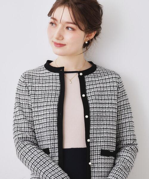 couture brooch(クチュールブローチ)の「【ハレの日・通勤】ラメツイード ニットカーディガン(カーディガン/ボレロ・レディース・サックスブルー系3/ブラック系3/アイボリー系3・38/42/36/40)」の17枚目の写真