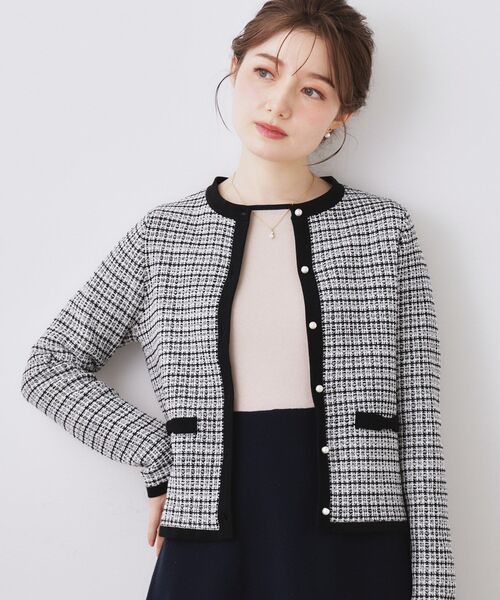 couture brooch(クチュールブローチ)の「【ハレの日・通勤】ラメツイード ニットカーディガン(カーディガン/ボレロ・レディース・サックスブルー系3/ブラック系3/アイボリー系3・38/42/36/40)」の18枚目の写真