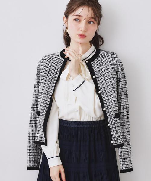 couture brooch(クチュールブローチ)の「【ハレの日・通勤】ラメツイード ニットカーディガン(カーディガン/ボレロ・レディース・サックスブルー系3/ブラック系3/アイボリー系3・38/42/36/40)」の22枚目の写真