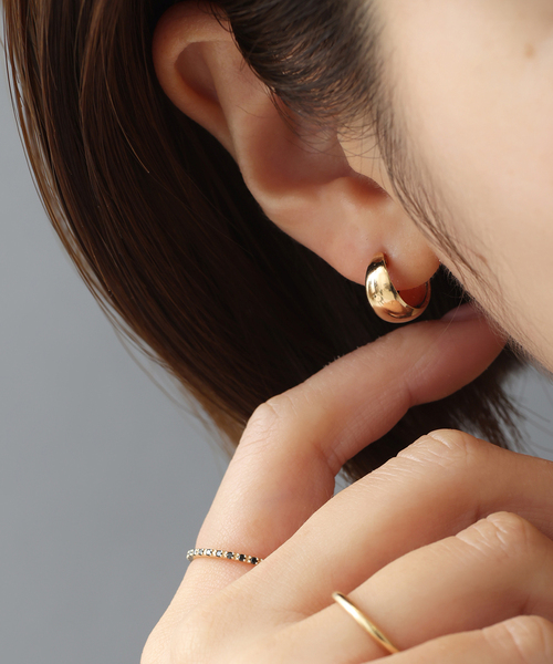 Lilas 三日月フープピアス 片耳のみ ゴールド K10 三日月フープピアス K10（両耳）（ピアス（両耳用））｜Lilas（リラ