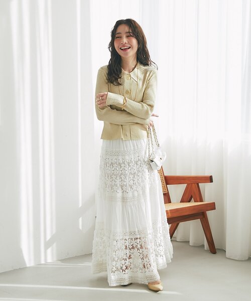 La boutique BonBon（ラブティックボンボン）の「コットンレースティアードマキシスカート（スカート・レディース・サックスブルー/ホワイト・FREE）」の18枚目の写真