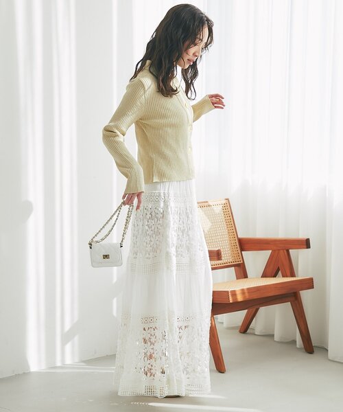 La boutique BonBon（ラブティックボンボン）の「コットンレースティアードマキシスカート（スカート・レディース・サックスブルー/ホワイト・FREE）」の19枚目の写真