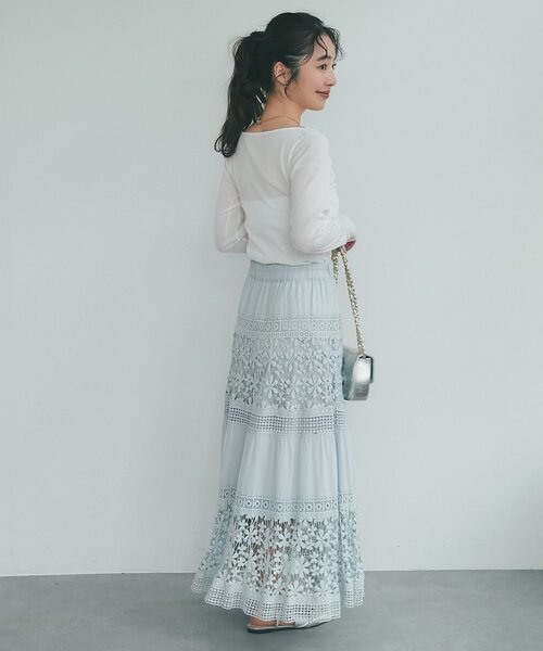 【La boutique BonBon】コットンレースティアードマキシスカート La boutique Bonbon（ラブティックボンボン） スカート コットンレース