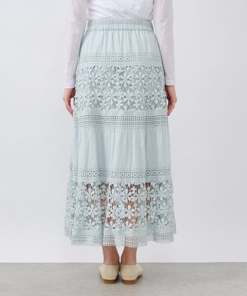 La boutique BonBon（ラブティックボンボン）の「コットンレースティアードマキシスカート（スカート・レディース・サックスブルー/ホワイト・FREE）」の7枚目の写真