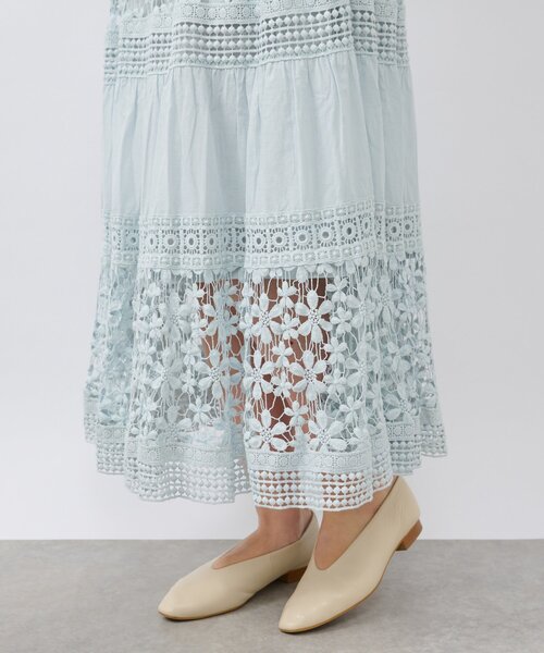 La boutique BonBon（ラブティックボンボン）の「コットンレースティアードマキシスカート（スカート・レディース・サックスブルー/ホワイト・FREE）」の8枚目の写真