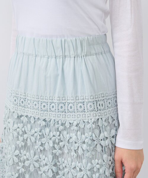 La boutique BonBon（ラブティックボンボン）の「コットンレースティアードマキシスカート（スカート・レディース・サックスブルー/ホワイト・FREE）」の9枚目の写真