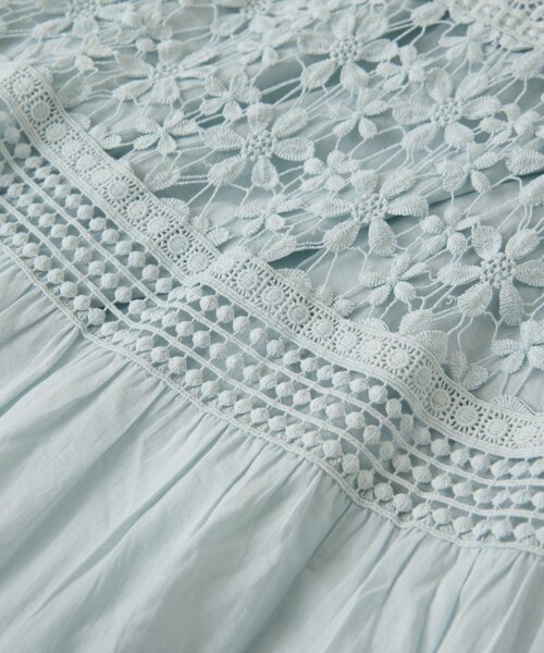 La boutique BonBon（ラブティックボンボン）の「コットンレースティアードマキシスカート（スカート・レディース・サックスブルー/ホワイト・FREE）」の11枚目の写真