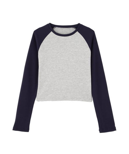 FREE'S MART(フリーズマート)の「◆ラグラン長袖カットソー(Tシャツ/カットソー・レディース・グレー/ホワイト・FREE)」の3枚目の写真