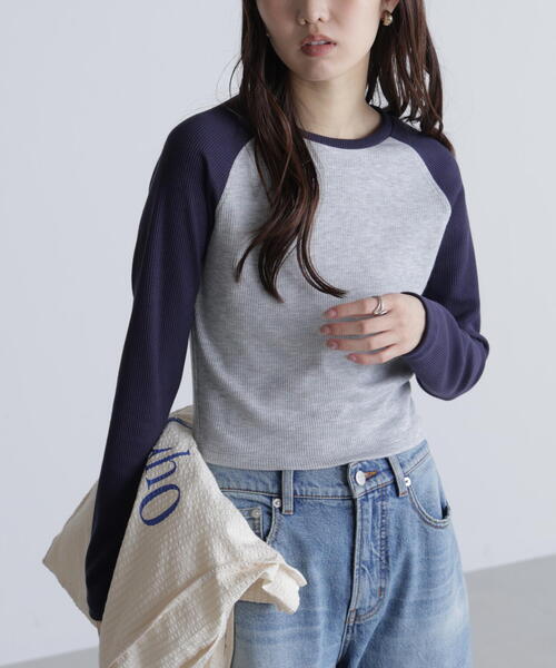 FREE'S MART(フリーズマート)の「◆ラグラン長袖カットソー(Tシャツ/カットソー・レディース・グレー/ホワイト・FREE)」の5枚目の写真