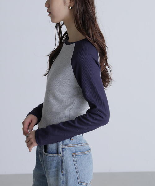 FREE'S MART(フリーズマート)の「◆ラグラン長袖カットソー(Tシャツ/カットソー・レディース・グレー/ホワイト・FREE)」の11枚目の写真