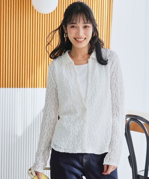 ANY SIS(エニィスィス)の「レース シャツ(シャツ/ブラウス・レディース・ブラック系/ホワイト系・X-SMALL)」の1枚目の写真