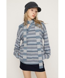 SLY(�X���C)��HG KNIT ASYMMETRY TOPS �n�C�Q�[�W�j�b�g �A�V�����g���[ �g�b�v�X �t��(�j�b�g/�Z�[�^�[)