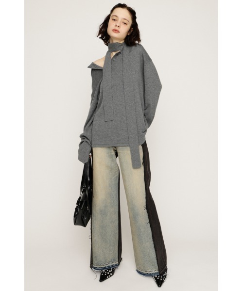 SLY（スライ）の「HG KNIT ASYMMETRY TOPS ハイゲージニット アシンメトリー トップス 春服（ニット/セーター・レディース・杢グレー/ライトイエロー/ブルー系その他・FREE）」の13枚目の写真