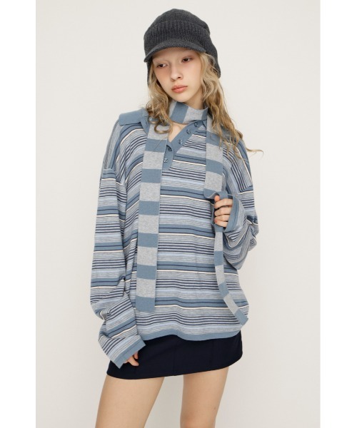 HG KNIT ASYMMETRY TOPS ハイゲージニット アシンメトリー トップス 春